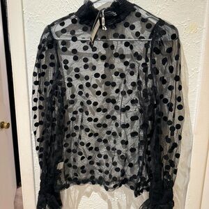 Black Polka Dot Sheer Top